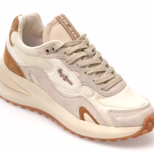 Pantofi sport PEPE JEANS bej, LS60035, din material textil si piele naturala
