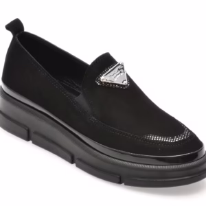 Pantofi IMAGE negri, 387392, din piele intoarsa