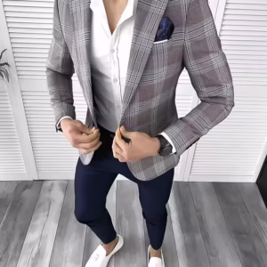 Costum Smart Casual pentru Bărbați – Pantaloni, Cămașă și Sacou Slim Fit
