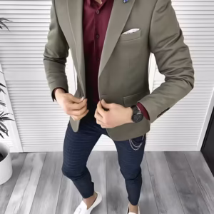 Costum Smart Casual pentru Bărbați – Pantaloni, Camasă și Sacou Slim Fit