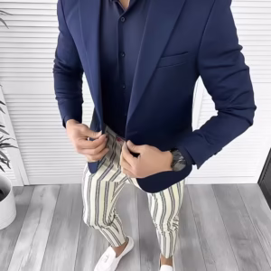 Costum Smart Casual pentru Bărbați – Pantaloni, Cămașă și Sacou Slim Fit