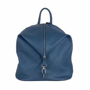 Rucsac din piele naturală albastru deschis pentru damă - Zip and Glow