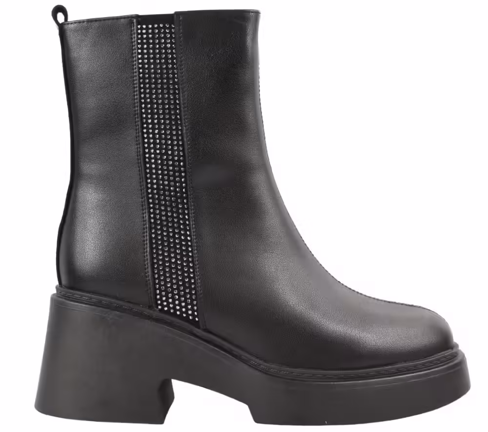Ghete casual, dama, FORMAZIONE, 1182-1 negru, piele naturala, toc