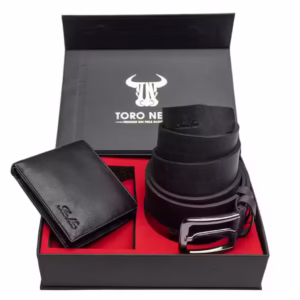 Set cadou din piele pentru bărbați: portofel și curea Max-Rubber XXL – 165 cm