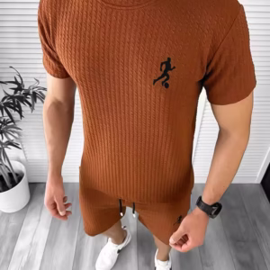 Compleu bărbați: Tricou și Pantaloni Maro – Calitate Premium