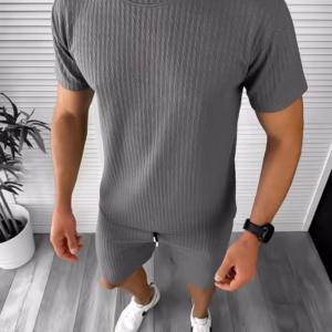 Compleu bărbați: Tricou și pantaloni gri închis – Calitate PREMIUM