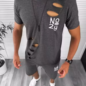Compleu bărbați: Tricou și pantaloni gri închis – Calitate PREMIUM