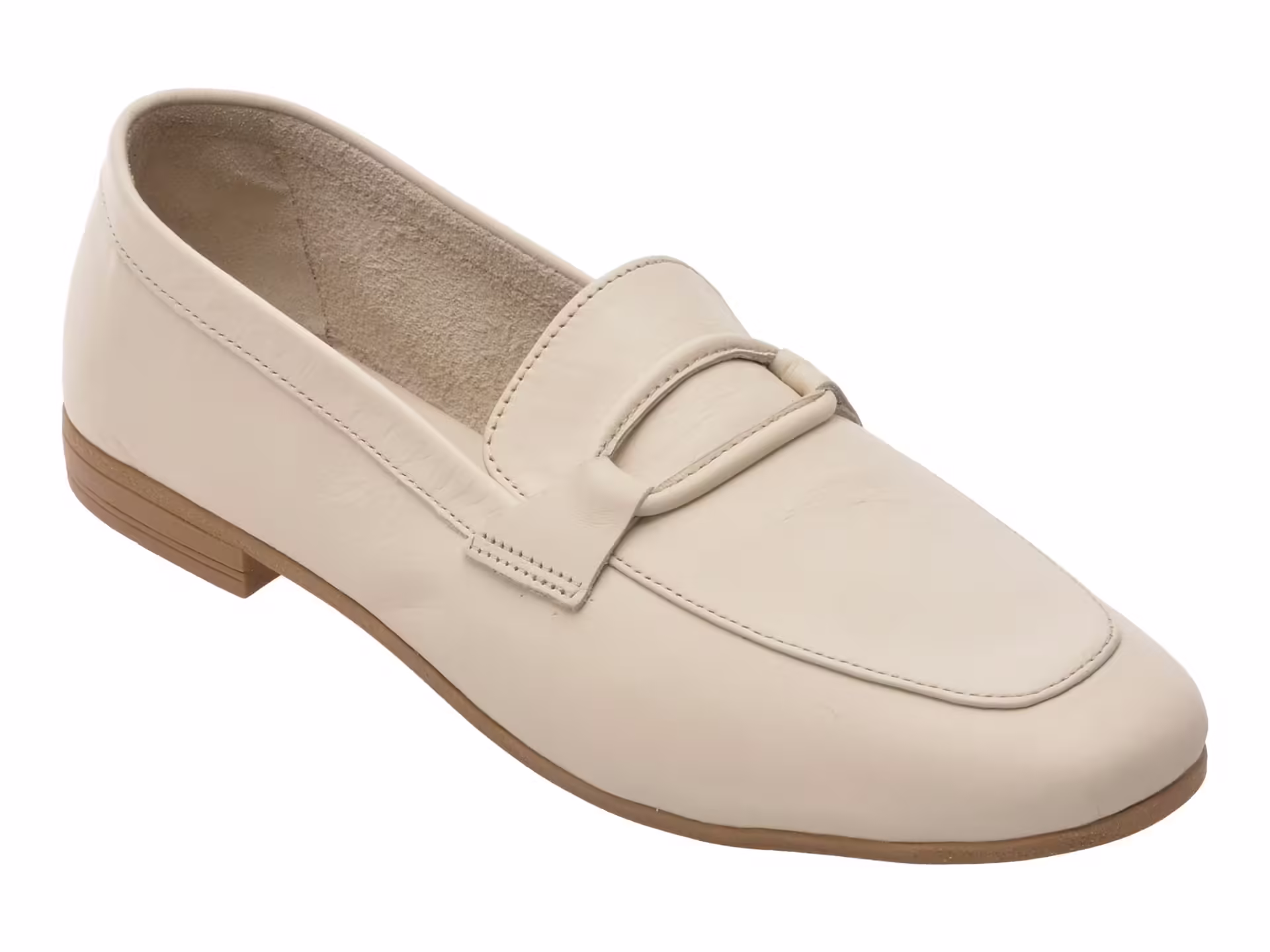 Mocasini albi din piele naturală FLAVIA PASSINI LT1 pentru femei