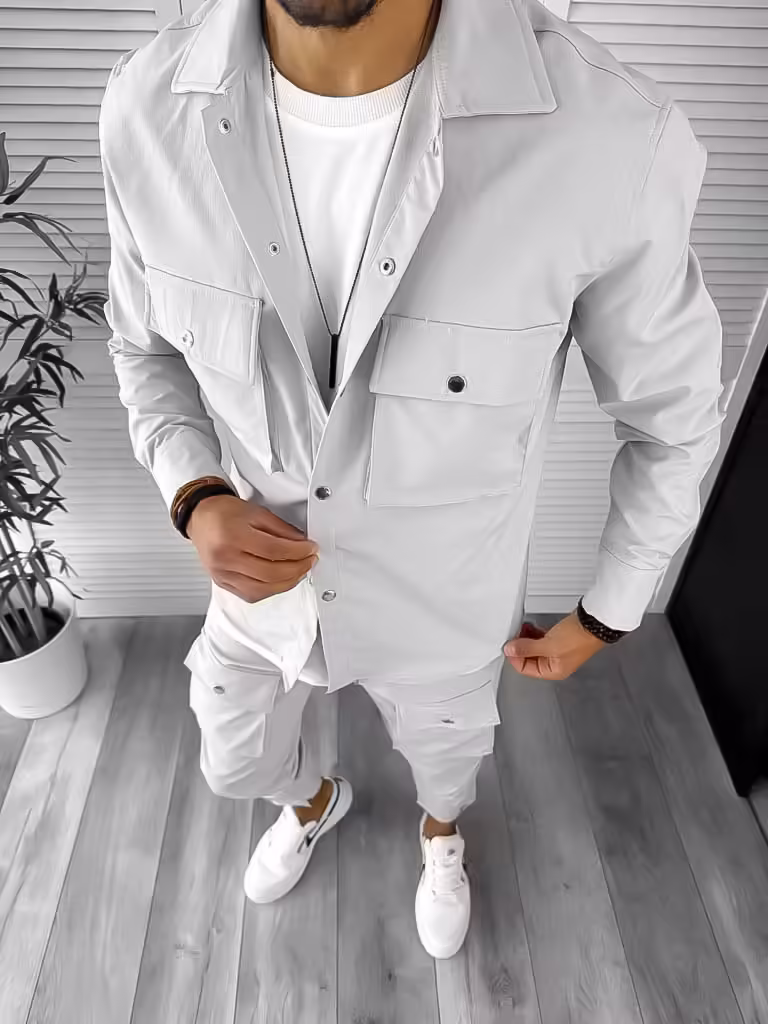 Cămașa bărbați slim fit gri deschis 6050 D4-5.1