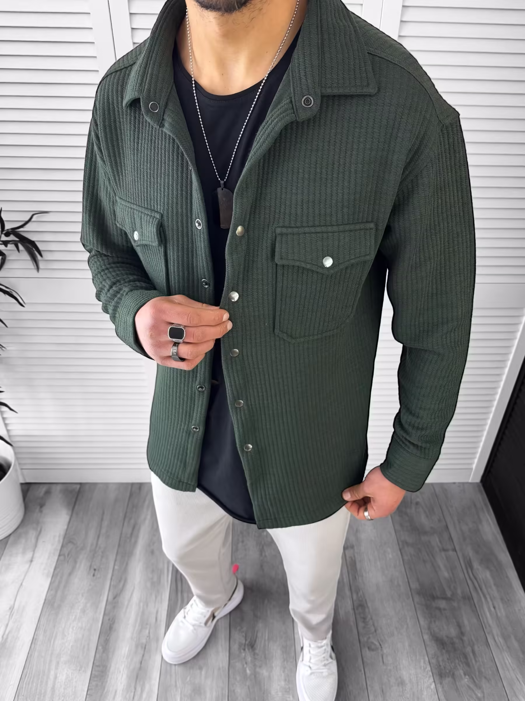 Cămașă bărbătească casual kaki – Model 13041