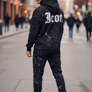 Trening bărbați slim fit negru - Pantaloni și Hanorac de calitate PREMIUM