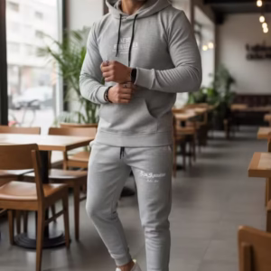 Trening bărbați slim fit gri - Pantaloni și Hanorac Premium