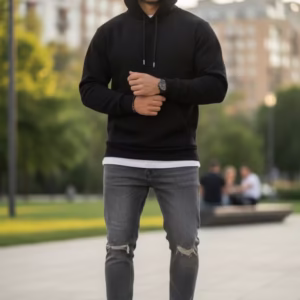 Hanorac pentru bărbați slim fit negru - Model Zara 13411 D8-5