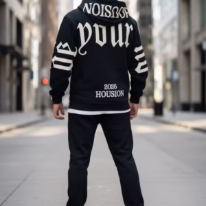 Trening bărbați slim fit negru - Pantaloni și hanorac din material premium