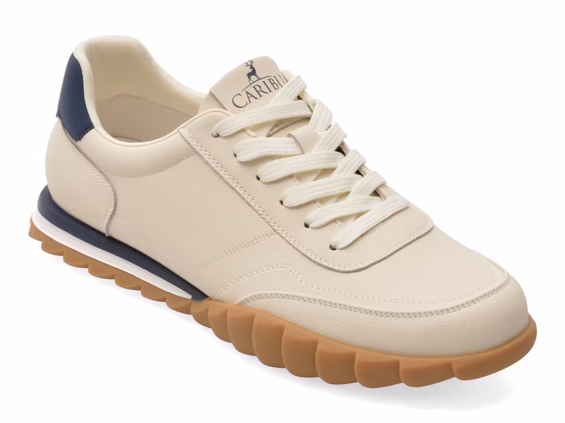 Pantofi sport albi CARIBU din piele naturală pentru bărbați – Model V260007
