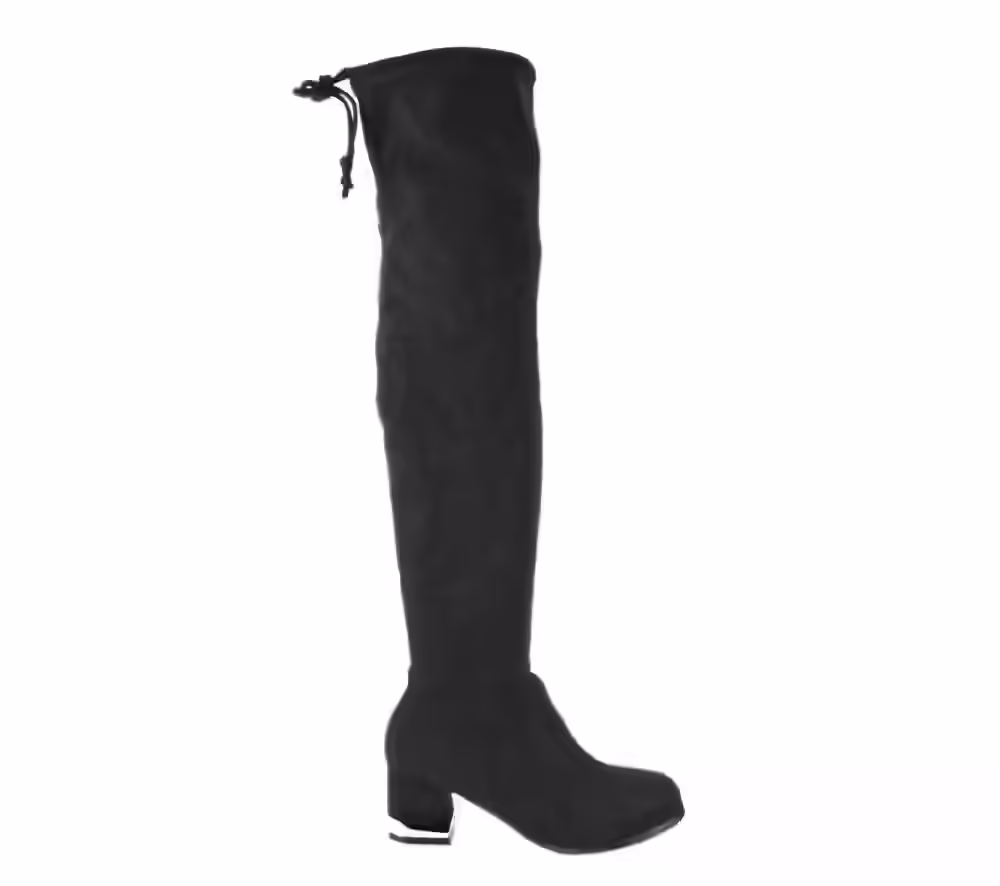 Cizme elegante, dama, FORMAZIONE, 130536 negru, piele intoarsa, cu toc
