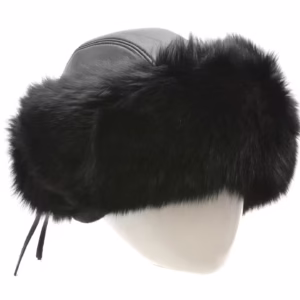 Caciula KLOP neagra din piele naturala pentru femei