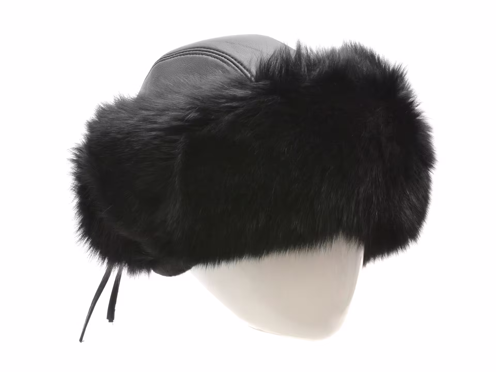 Caciula KLOP neagra din piele naturala pentru femei