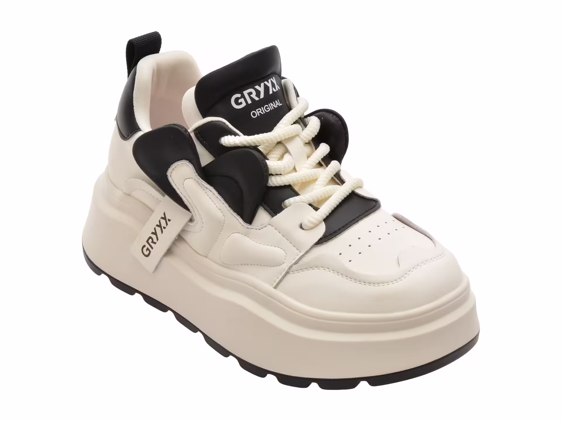 Pantofi Sport Alb-Negru GRYXX 5682 din Piele Naturală pentru Femei