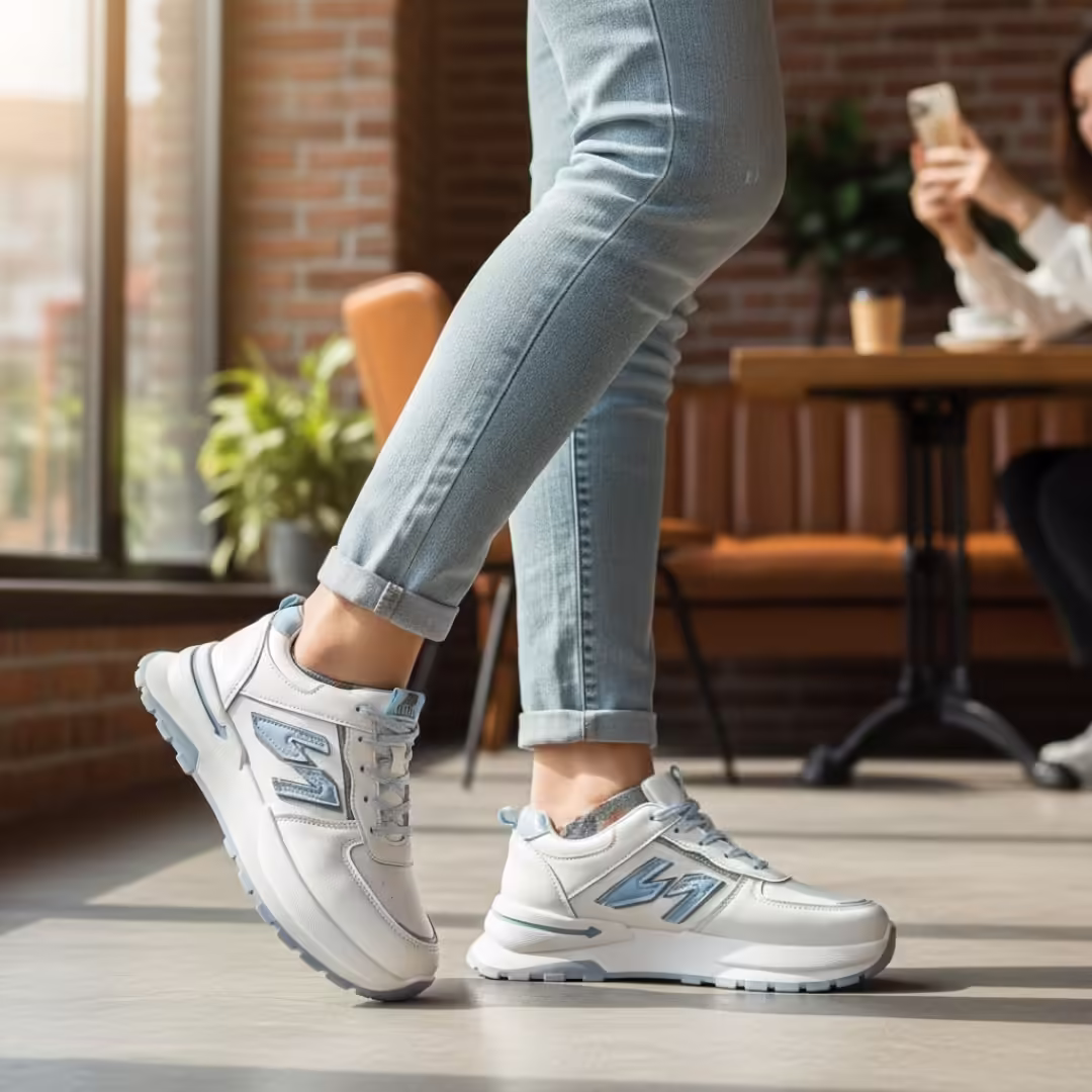 Adidasi dama casual albi cu albastru 4603 N17-2