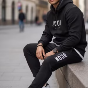 Trening bărbați slim fit negru - Pantaloni și Hanorac 5025