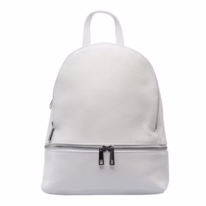 Rucsac damă elegant din piele naturală albă Suede
