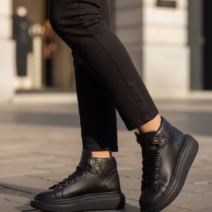Adidași dama negri casual înalți - Model 6616