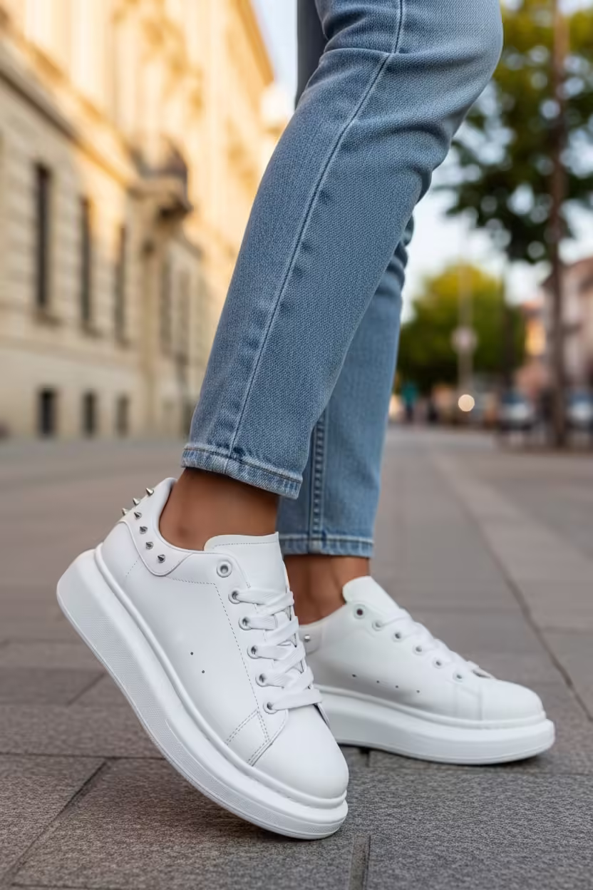 Adidași dama albi casual – Model 6626