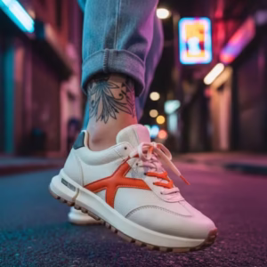 Adidași dama albi cu portocaliu - Casual și confortabili