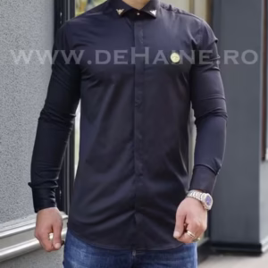 Cămașă elegantă pentru bărbați, neagră, slim fit – Model B3326 O4-2.1