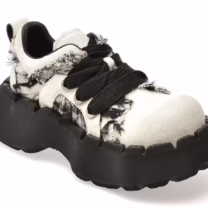 Pantofi sport alb-negru GRYXX 6891 din material textil și piele naturală pentru femei