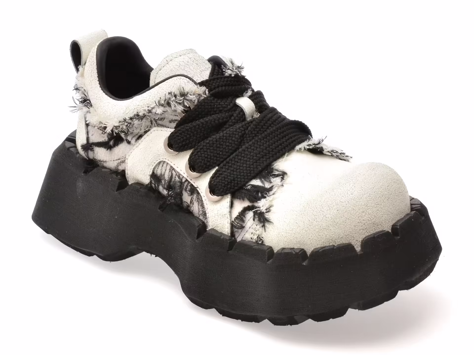 Pantofi sport alb-negru GRYXX 6891 din material textil și piele naturală pentru femei