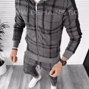 Hanorac bărbați slim fit gri K420 - Stil modern și confortabil