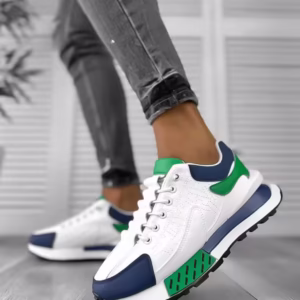 Adidași bărbați albi cu verde A100 N9-2 – Confort și Stil