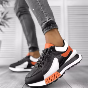 Adidași bărbați albi cu portocaliu A100 N9-3 – Comfort și Stil