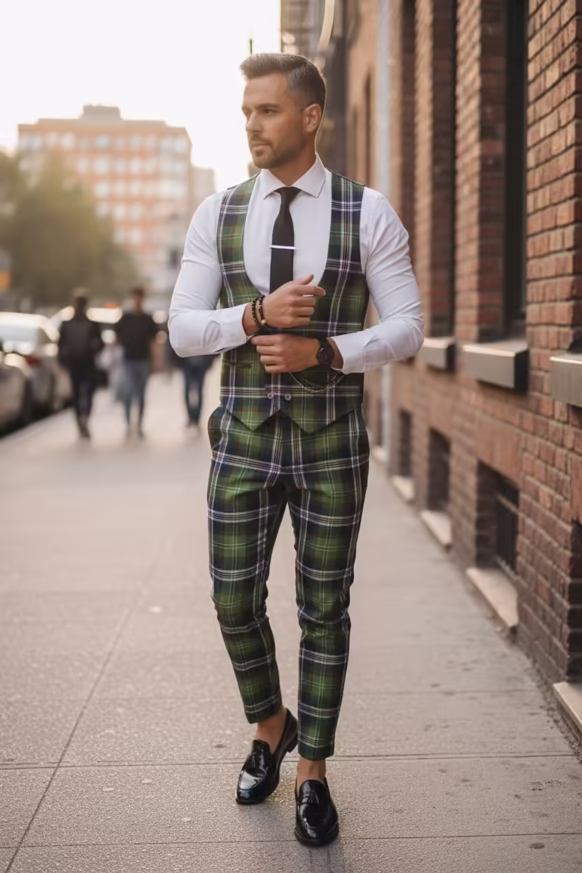 Compleu Elegant Barbati cu Vesta si Pantaloni B4100 P18-3.2