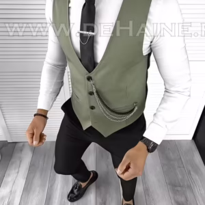 Vesta bărbați elegantă slim fit verde B8097 – Stil și confort