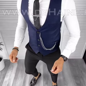 Vesta bărbați elegantă slim fit bleumarin B8119 – Stil și confort
