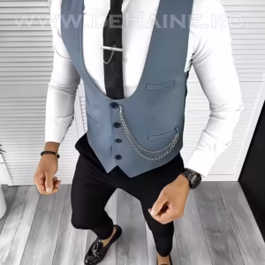 Vesta bărbați slim fit albastră B8252 – Eleganță și confort