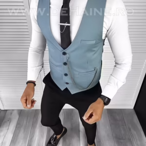 Vesta bărbați slim fit albastră B8254 – Eleganță și confort