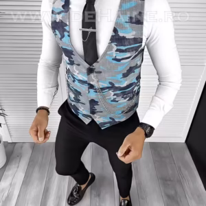 Vesta bărbați slim fit camuflaj B8255 – Eleganță și confort