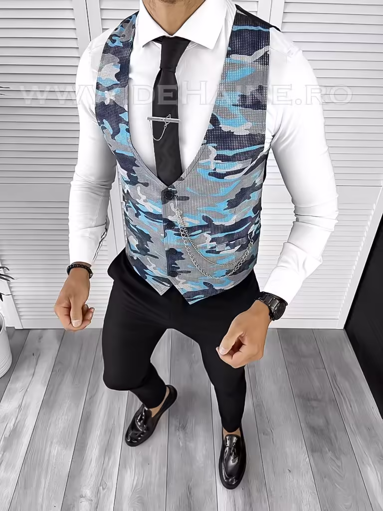 Vesta bărbați slim fit camuflaj B8255 – Eleganță și confort