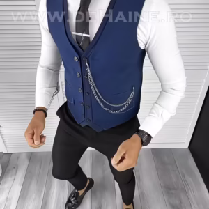 Vesta bărbați slim fit bleumarin B8258 – Elegantă și confortabilă