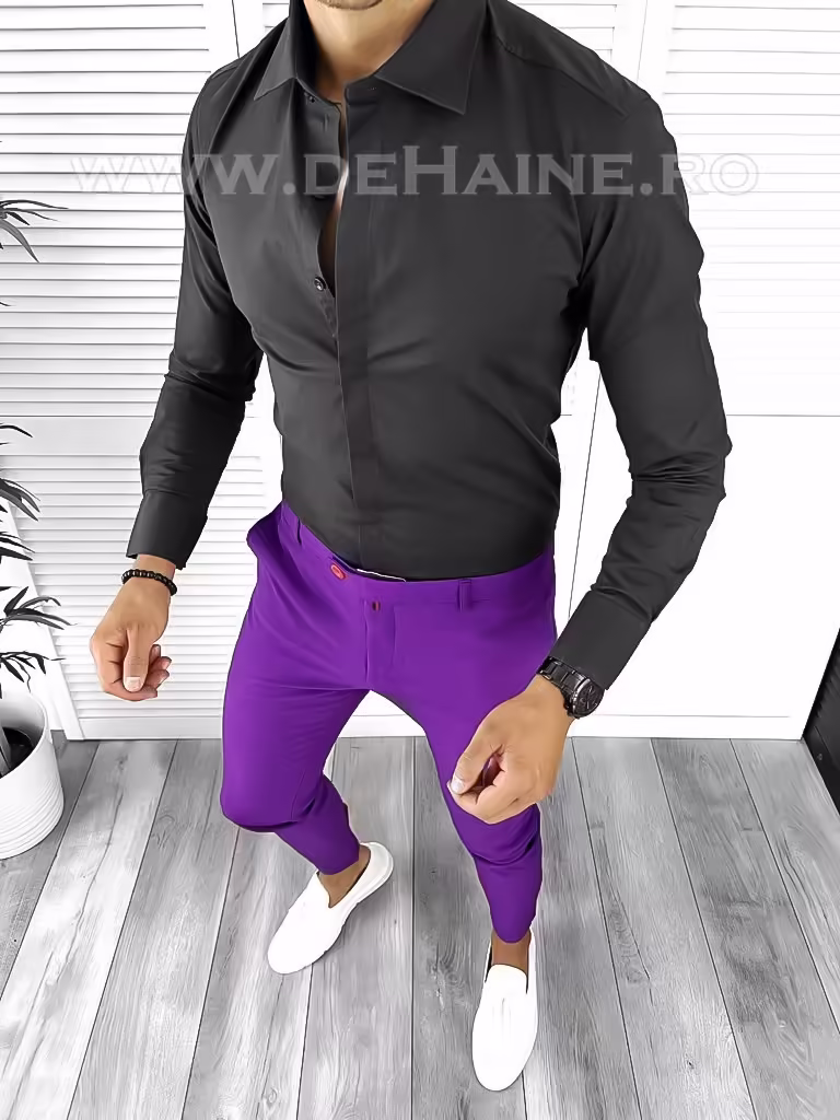 Costum Smart Casual pentru Bărbați: Pantaloni Eleganți și Cămașă Slim Fit B8549