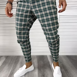 Pantaloni barbati eleganti verzi in carouri B8790 N7-4.2