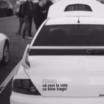 „sa vezi la vale ce bine trage!” / bumper sticker auto (Culoare: Alb)