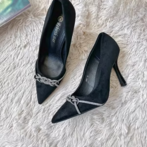 Pantofi eleganți pentru dame cu toc subțire negri – Model T6-3