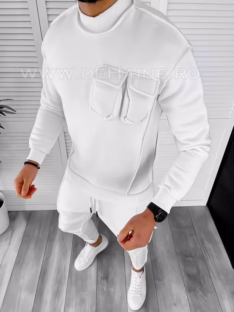 Trening bărbătesc cu pantaloni și hanorac alb – K156 P20-4.3