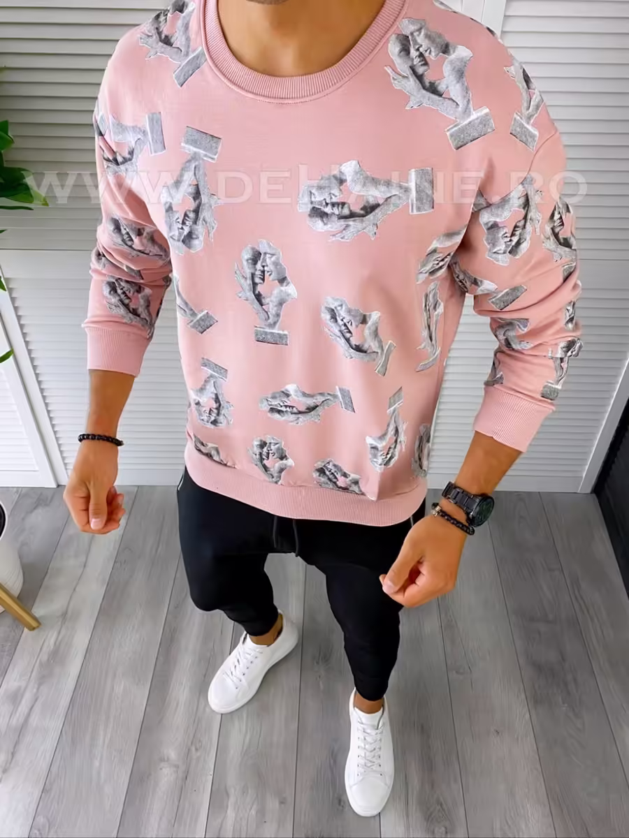 Bluza bărbați casual roz slim fit din bumbac – Zara