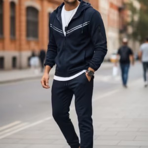 Trening bărbați slim fit bleumarin - Pantaloni și hanorac RM09